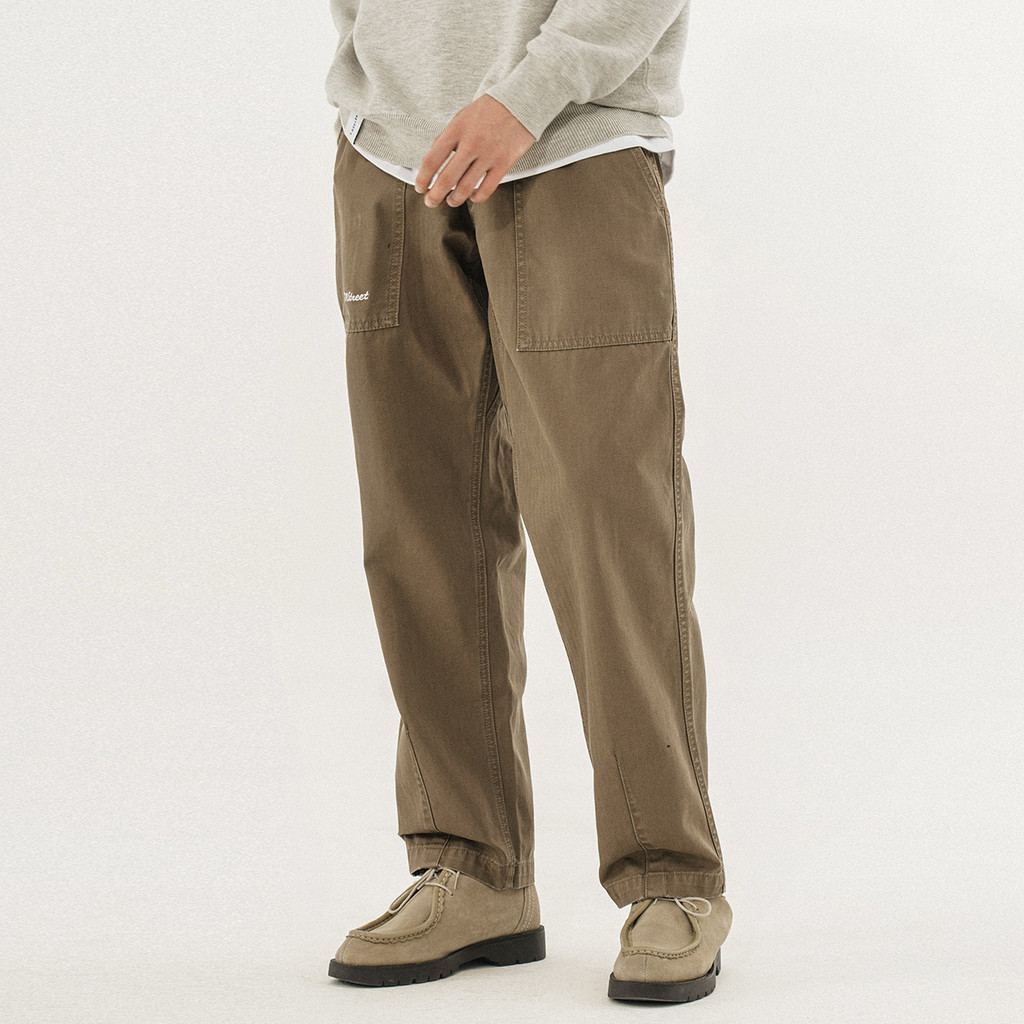 กางเกงลำลอง 714street สไตล์ streetwear สีกากี ทรงหลวมแบบญี่ปุ่น ใส่ได้ทุกวัน