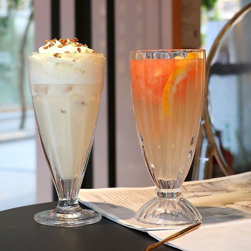 ！韩式ins风杯子果汁杯玻璃冷饮杯奶茶网红家用大容量饮料杯奶昔杯m8.2210.5