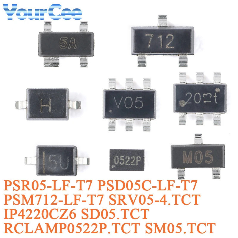 100ชิ้น/20ชิ้น เอสเอ็ม05.TCT M05 SOT-23 5V TVS ชิปไดโอดสืบพันธุ์ Transient IP4220CZ6 SRV05-4.TCT PSR