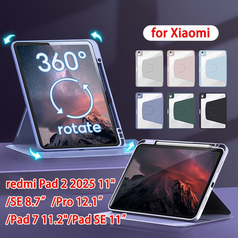 for เคสป้องกัน Xiaomi Pad 2 2025 11" อะคริลิกหมุนได้ 360 องศา redmi SE Pad 5/7 Pro Pad SE 11 Case po