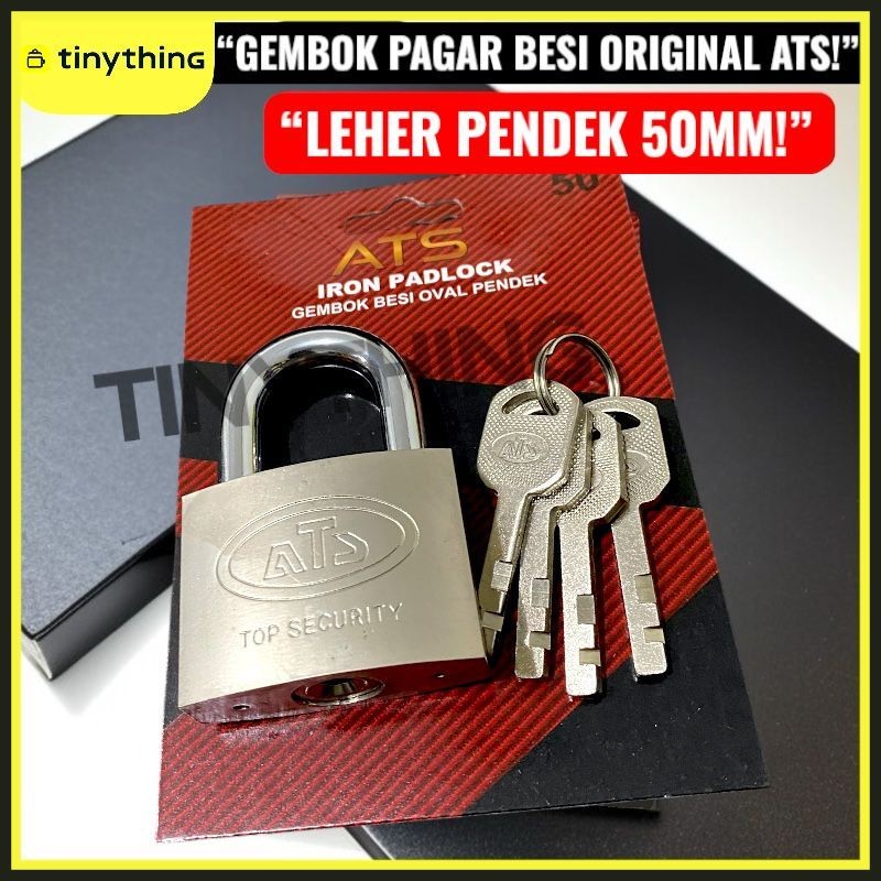 กุญแจรั้ว ATS กุญแจประตูบ้าน กุญแจสีขาว 50 มม. คอสั้น Chrome ATS กุญแจกระสุน