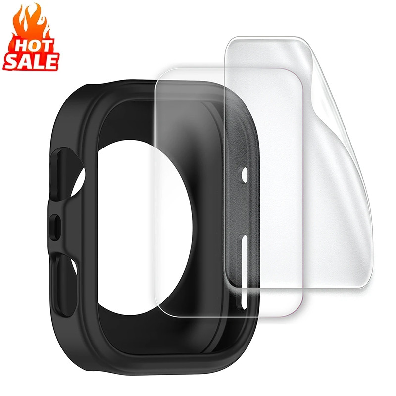 เคส + ฟิล์ม 2 ชิ้นสําหรับ Huawei Watch Fit 4 pro/Fit 4 เคสซิลิโคน + ฟิล์มกันรอยหน้าจอฟิล์มนุ่มป้องกันรอยขีดข่วน