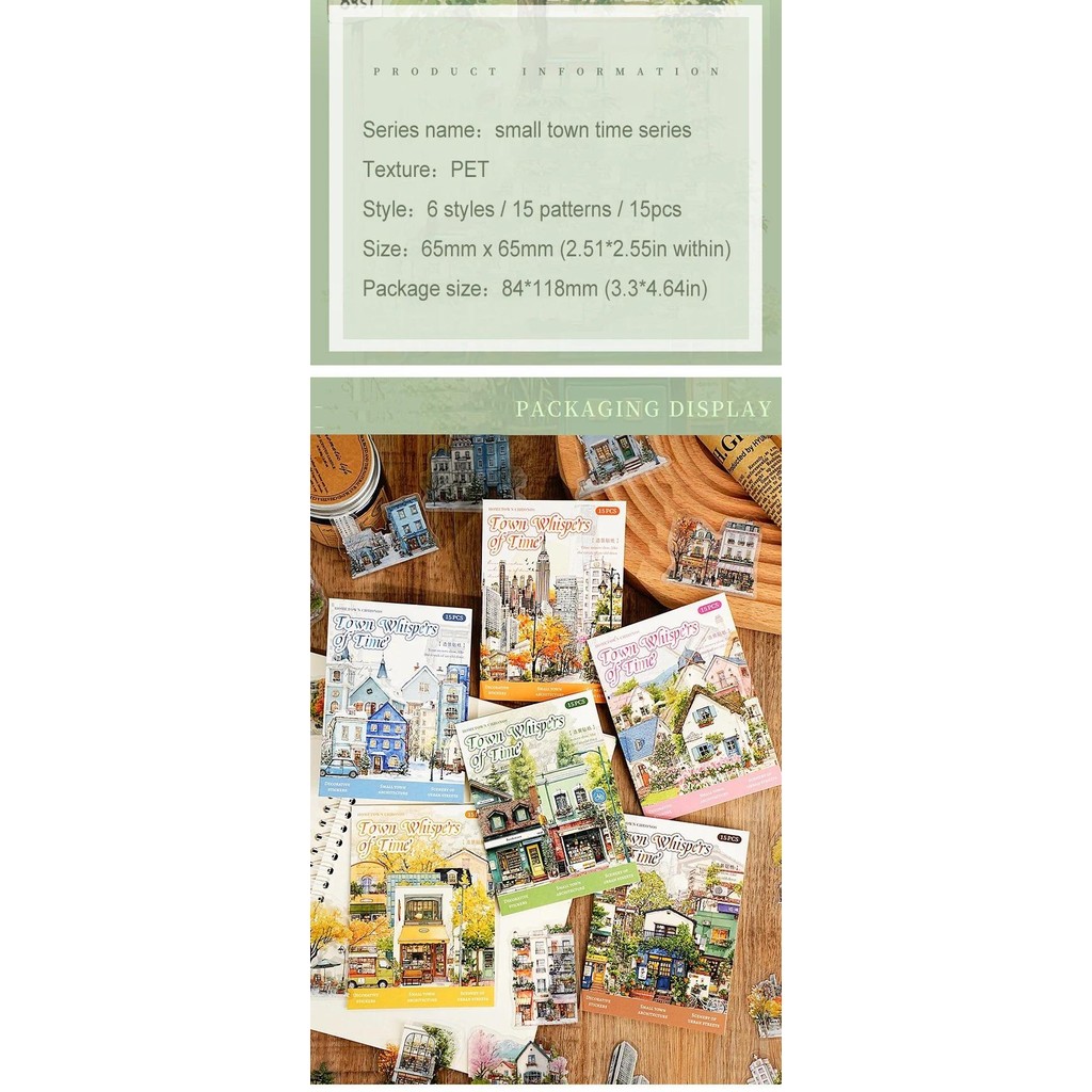 JIANWU Small Town Time Series Vintage House Tree ภูมิทัศน์วัสดุ Collage PET สติกเกอร์ Creative DIY Journal เครื่องเขียน - รูปที่ 5