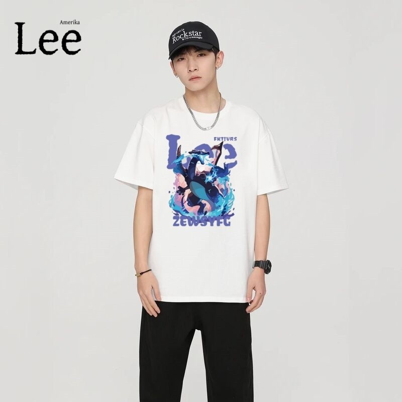 LEE Mens Lee T-Shirt White Cartoon Motif - เสื้อผ้าผู้ชายลําลอง