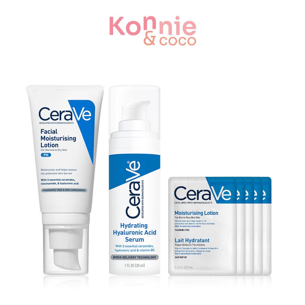 CeraVe Facial Moisturizing Lotion 52ml + Hydrating Hyaluronic Acid Serum 30ml [Free! Moisturising Lo
