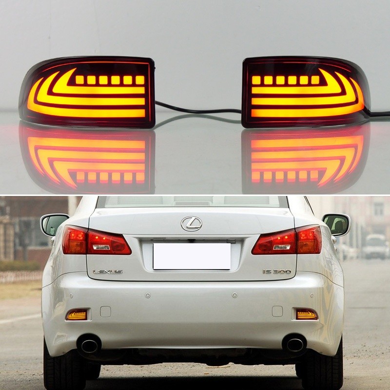 Lexus IS250 IS300 IS350 IS II 2006-2012 2PCS LED กันชน Reflector Light 3-in-1 ฟังก์ชั่นด้านหลังวิ่ง 