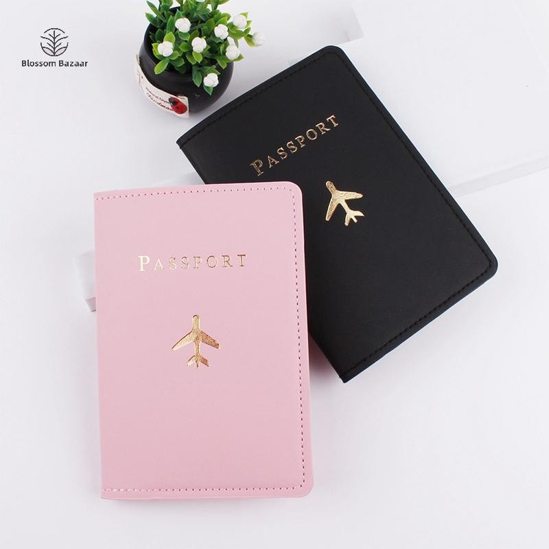 Blossom Bazaar Lover Couple Passport Cover Hot Stamping Plane Travel Passport Cover Holder BB