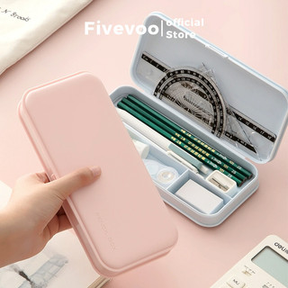 FIVEVOO Kotak Pensil Korean Style/ Tempat Penyimpanan Alat Tulis/ Tempat Pensil Plastik/ Pen Case/Kotak Pensil Sekolah