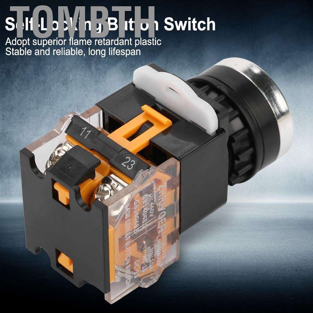 Tombth ล็อคด้วยตนเองคุณภาพสูงสีแดง Push ปุ่มสวิทช์ LA38-11BNZS (LA38-11S) สำหรับแผงควบคุมไฟฟ้า