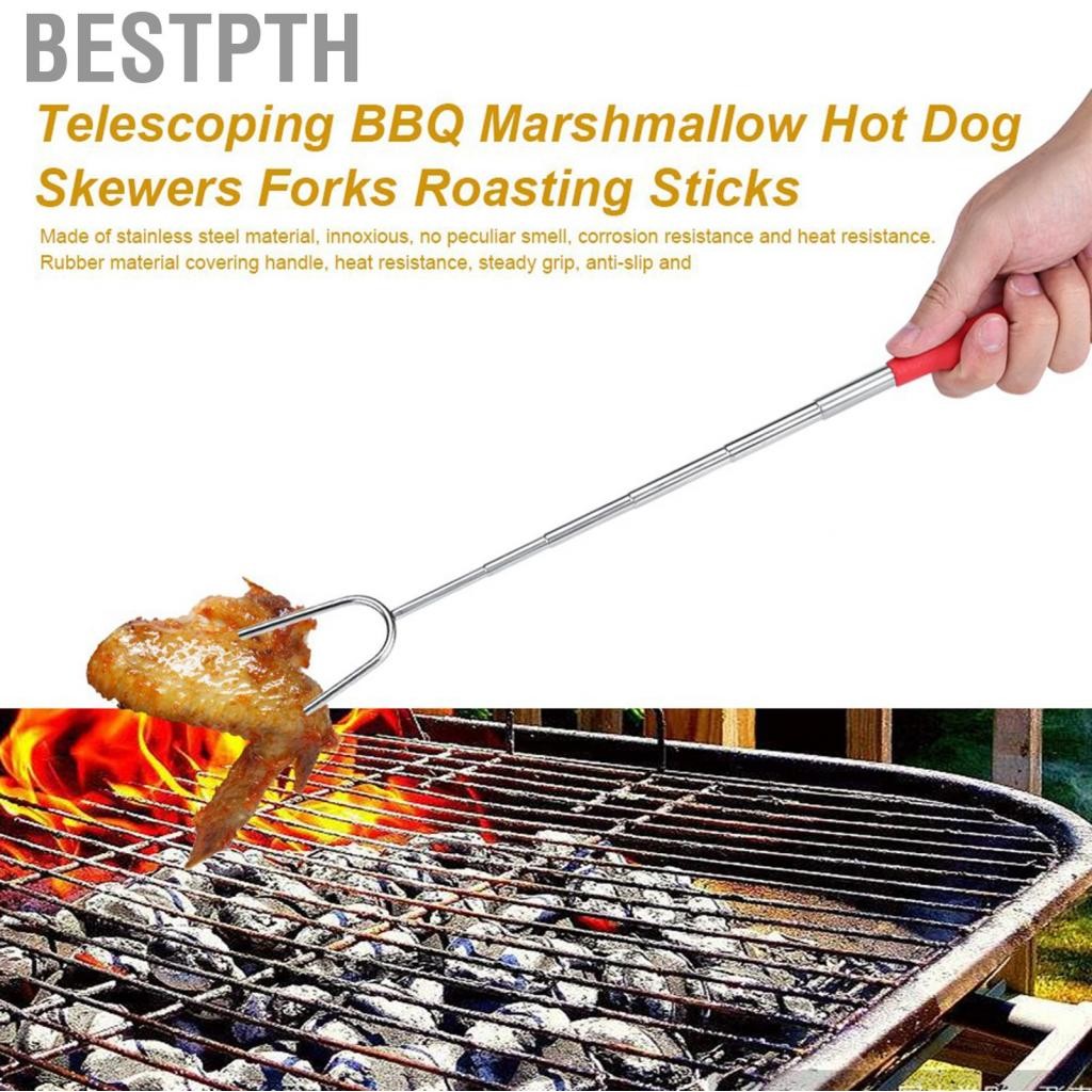 Bestpth Kavolet Telescoping BBQ Marshmallow สุนัขร้อน Skewers ส้อมย่าง Sticks Camping ชุดพร้อมกระเป๋