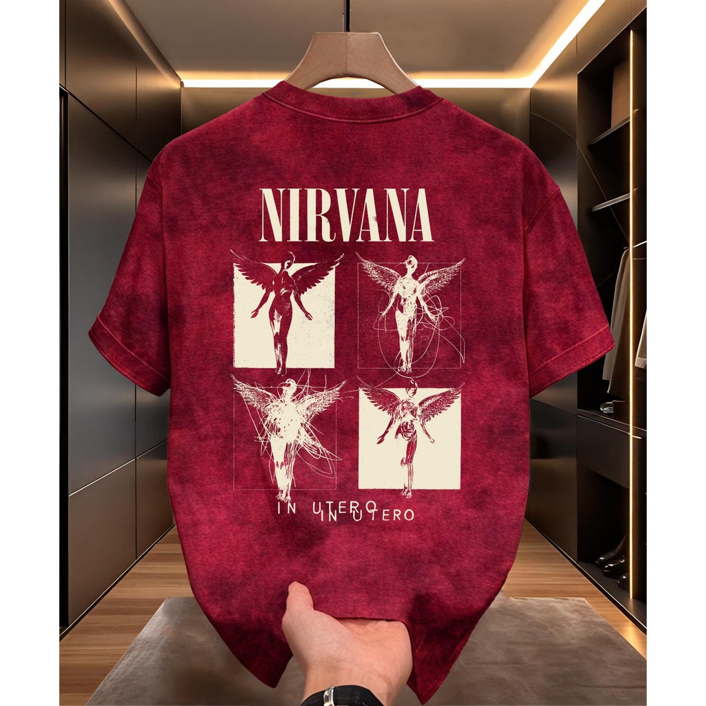 Basi💥เสื้อแฟชั่น เสื้อยืด oversize ผ้าฝ้าย100% แนวสตรีท ไม่ต้องรีดผ้า สวมใส่สบาย ผ้านิ่ม ลาย "NIRVANA"