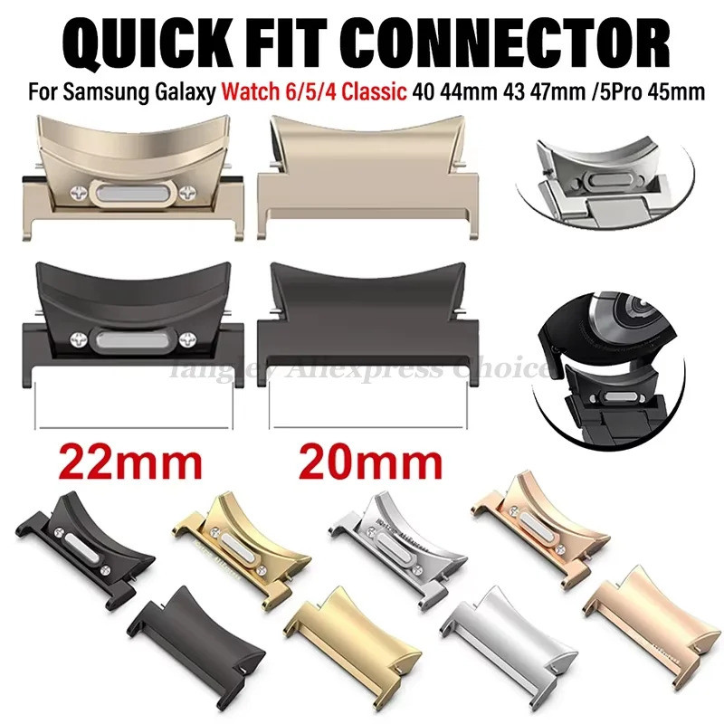 22 มม.20 มม.Fit สําหรับ Galaxy Watch6 5 4 Series สายโลหะอะแดปเตอร์เหล็กสําหรับ Galaxy Watch อุปกรณ์เ