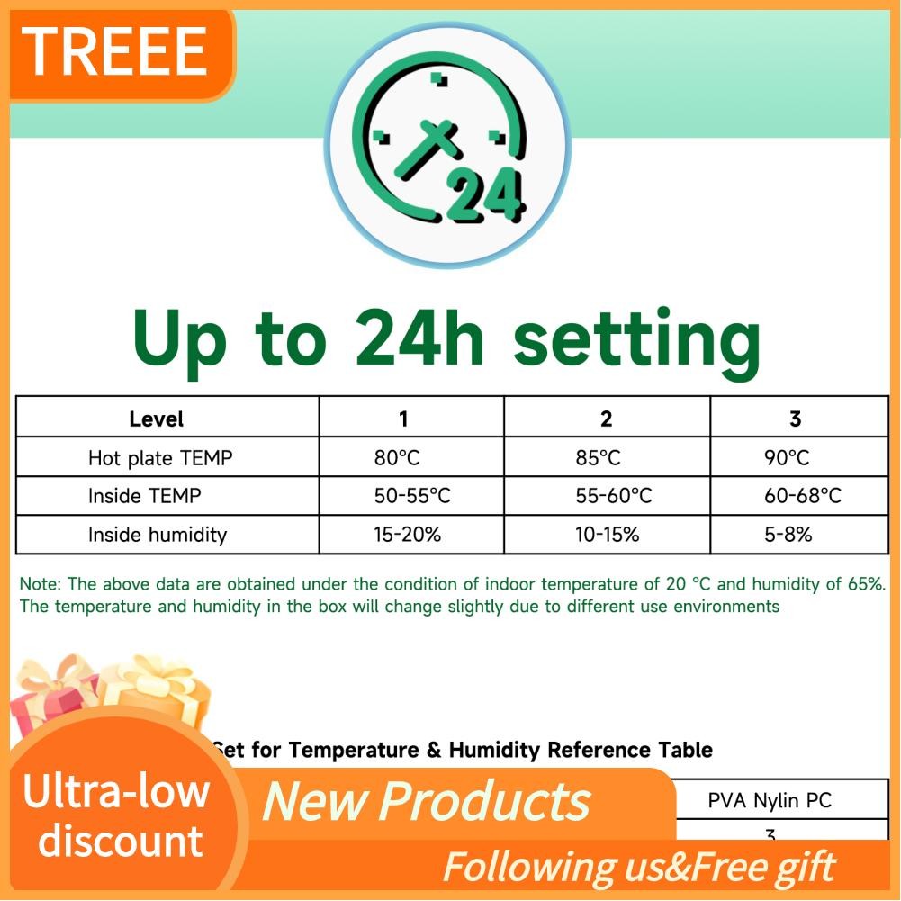 Treee Treee KINGROON 3D เครื่องพิมพ์ Filament เครื่องเป่ากล่อง SPOOL ผู้ถือ 50 ℃ ถึง 68 ℃ ปรับอุณหภู