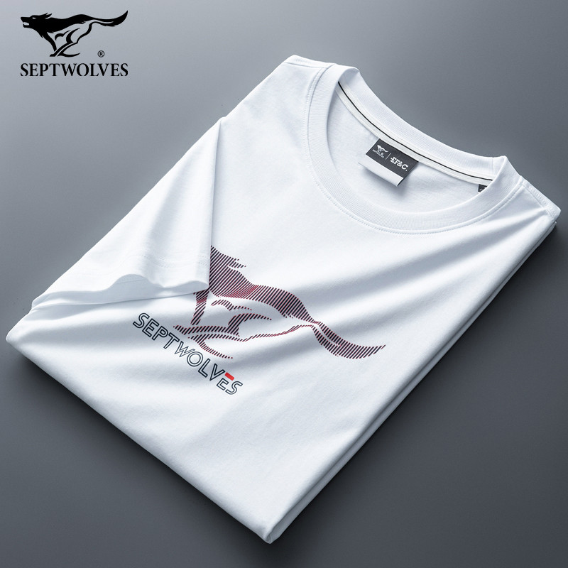 Seven Wolves Men's Short Sleeve Shirt - Pure Cotton Ice Silk Casual Wear for Summer