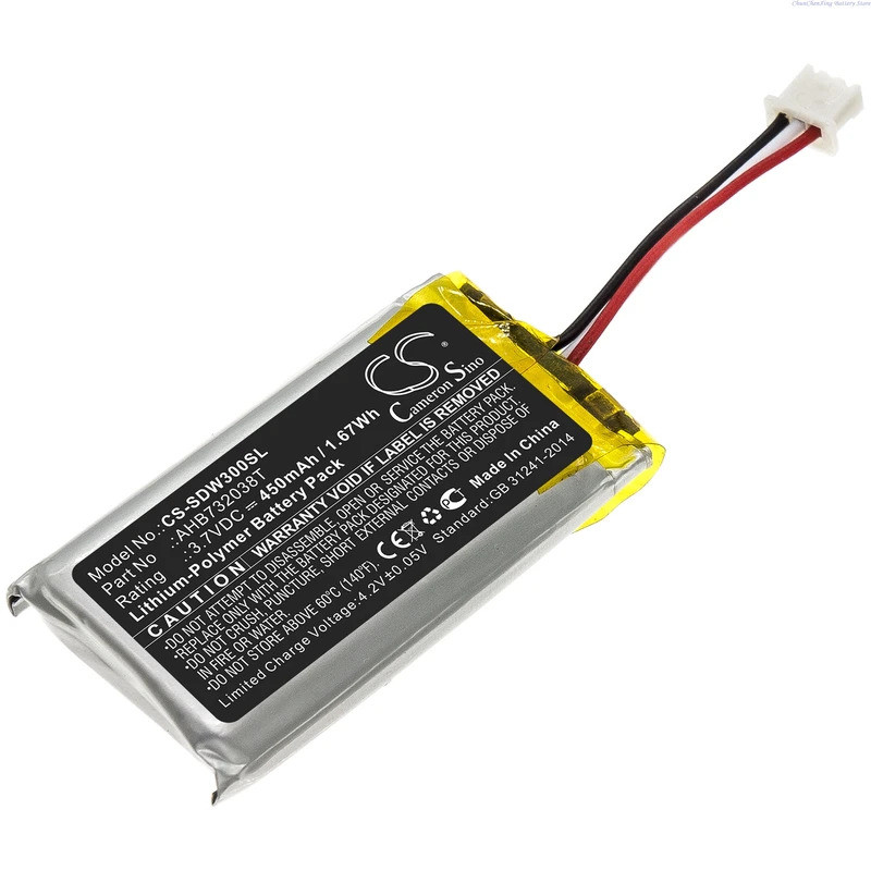 แบตเตอรี่ชุดหูฟังไร้สาย 3.7V 450mAh AHB732038T สําหรับ Sennheiser SDW 30,SDW 60,DW 30 HS,SDW 5066,50