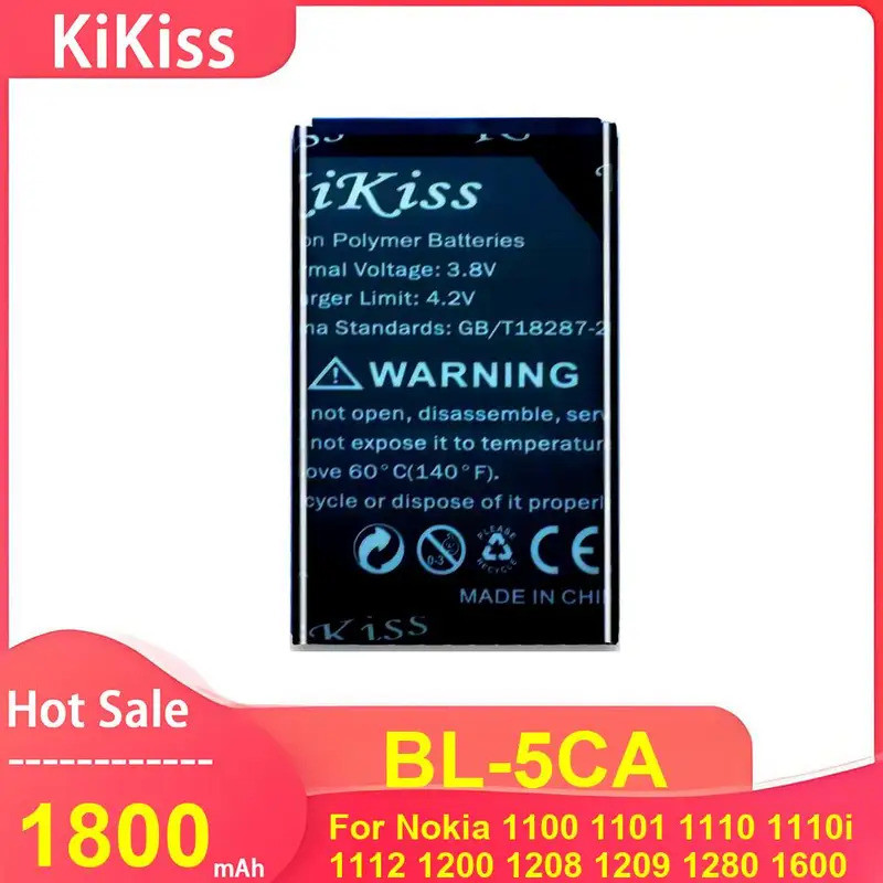 KiKiss แบตเตอรี่โทรศัพท์มือถือสําหรับ Nokia 1100 1101 1110 1110i 1112 1200 1208 1209 1280 1600 ,BL-5