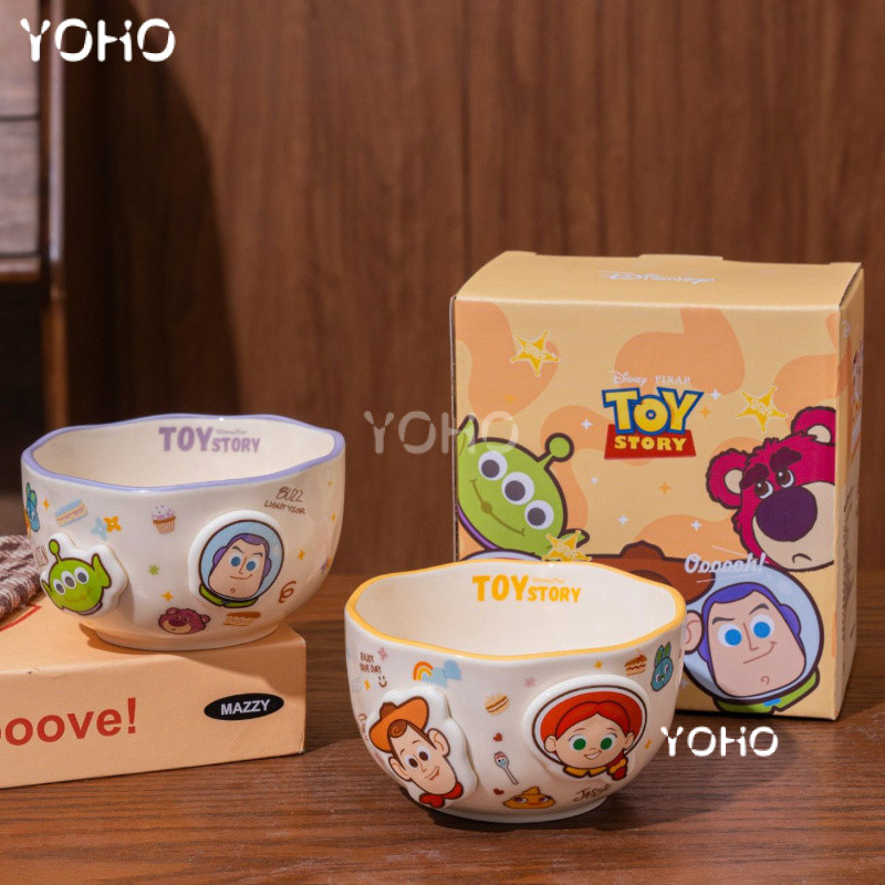 Toy Story series บนโต๊ะอาหารบรรเทาชามข้าวการ์ตูน Buzz Lightyear ชามผลไม้บนโต๊ะอาหารคู่