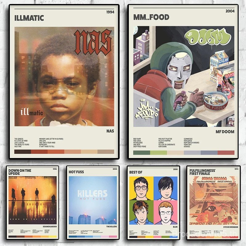 Hip Hop Rapper Rockstar NAS โปสเตอร์สําหรับห้อง Bar Pop เพลงอัลบั้มผ้าใบจิตรกรรมพิมพ์ Retro Art Home