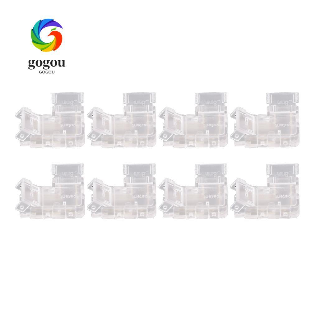 GOGOU 8 ชิ้นขั้วต่อ COB, 8 มม.โปร่งใส Strip Light Connector, Stable 2PIN LED Strip Connector สําหรับ