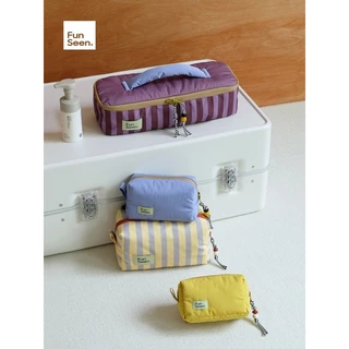 FunSeen FunSeen Striped Curling Iron Storage Bag Quilted Hair Dryer Anti-Collision Bag Cosmetic Travel Storage Bag