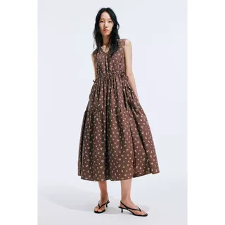 H&M(เอชแอนด์เอ็ม) เดรสผ้าฝ้ายดีไซน์เชือกผูกเอว ผู้หญิง 1345367_1