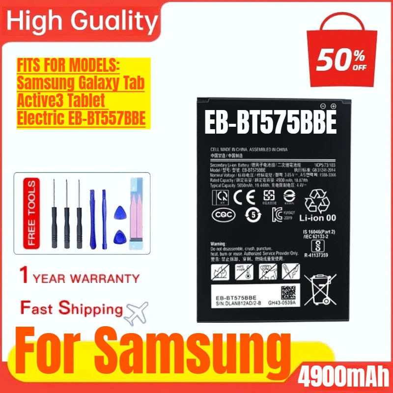 EB-BT575BBE สําหรับ Samsung Galaxy Tab Active3/SM-T575 แท็บเล็ตแบตเตอรี่ความจุสูงเปลี่ยนแบตเตอรี่ Ba