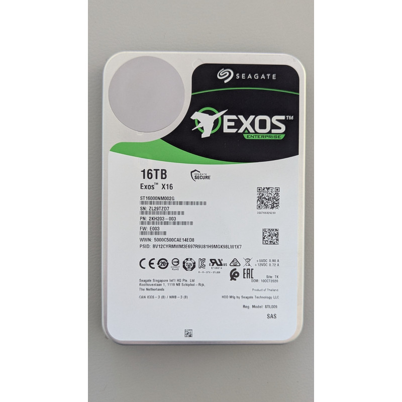 Seagate Exos X16 16TB HDD ST16000NM002G 3.5 "SAS 7200RPM ฮาร์ดดิสก์ไดรฟ์องค์กร