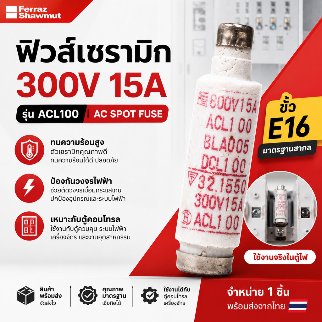 💥พร้อมส่ง💥 ฟิวส์แรงดันสูง 15A 500V | ฟิวส์เซรามิก ป้องกันไฟเกิน สำหรับตู้ MDB โซลาร์เซลล์ เครื่องจักร | พร้อมส่งจากไทย