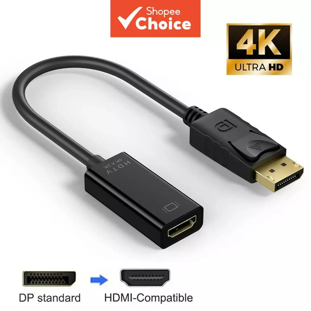 สายเคเบิล DP เป็น HDMI 4K อะแดปเตอร์ DisplayPort เป็น HD ชายหญิงสําหรับแล็ปท็อปพีซีวิดีโอ