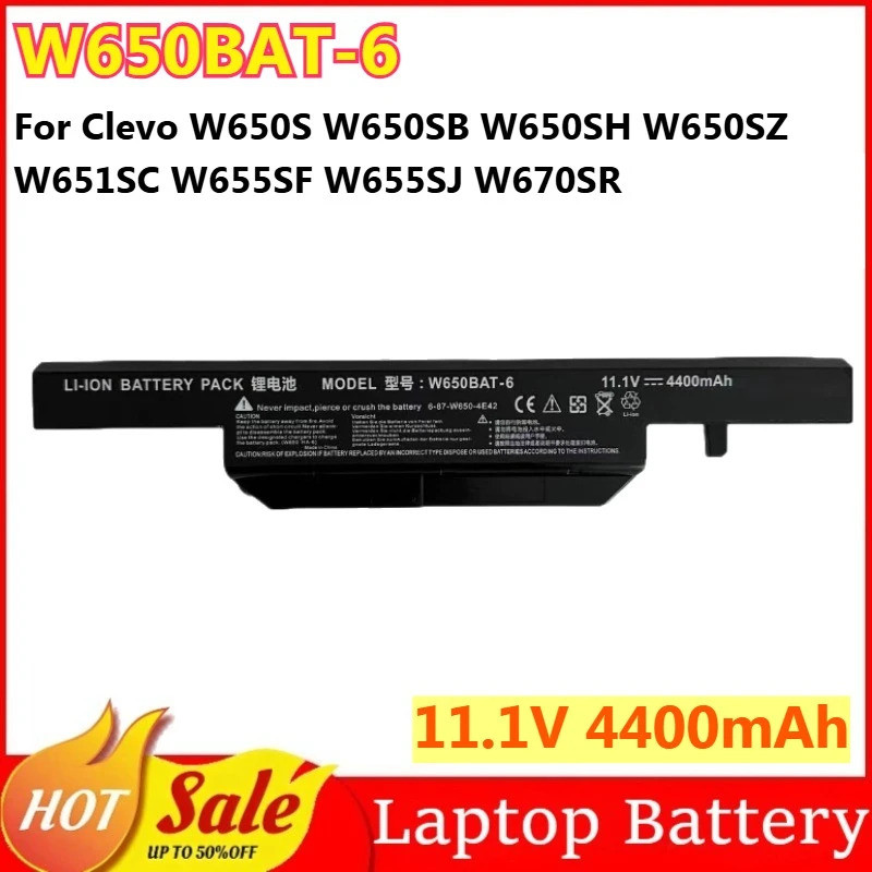 W650BAT-6 11.1V 4400mAh แบตเตอรี่สําหรับ Clevo W650S W650SB W650SH W650SZ W651SC W655SF W655SJ W670S