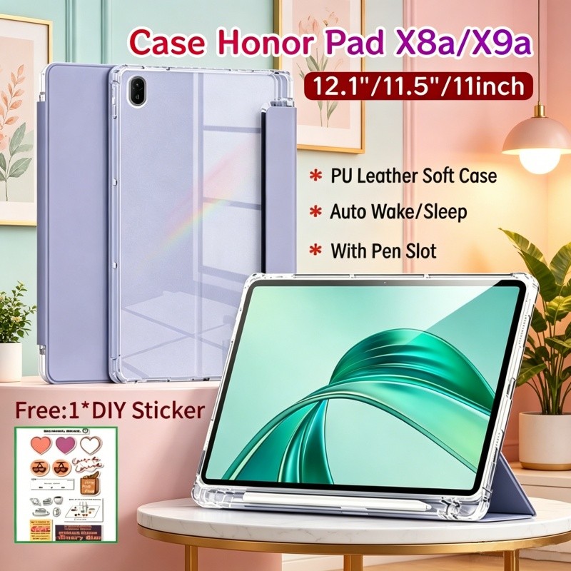 เคส Honor Pad X8a 11 นิ้วพร้อมช่องเสียบปากกาเคสแม่เหล็ก Honor Pad X8b 11 นิ้วฝาครอบด้านหลังโปร่งใส H