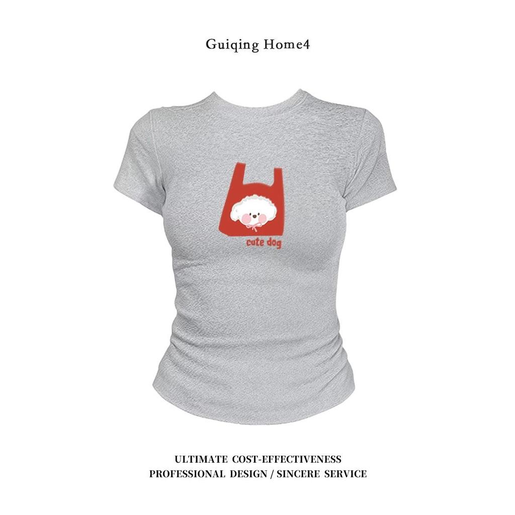 M-4XLเสื้อยืดเข้ารูป คอกลม ทรงตรง แขนสั้น ใส่หน้าร้อน ทรงสลิมฟิต รัดรูป เสื้อสั้น สาวฮอต ทรงแคบ Women T-shirt สไตล์สตรีท