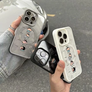 เคสโทรศัพท์ชินจังสุดน่ารัก เข้ากันได้กับ iPhone 17 Pro 16 15 Plus 14 13 Pro Max 12 11 เคสแม่เหล็กคุณภาพสูง