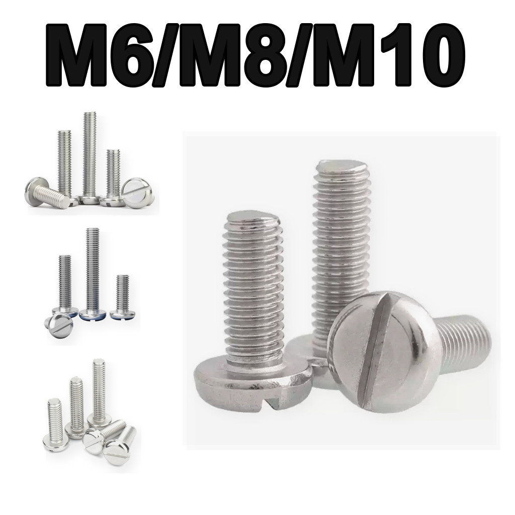 304 สแตนเลส one-slot สกรูหัวทรงกระบอก GB65 สกรู slotted หัวกลม bolt M6M8/M10[WDY-YL-VN]