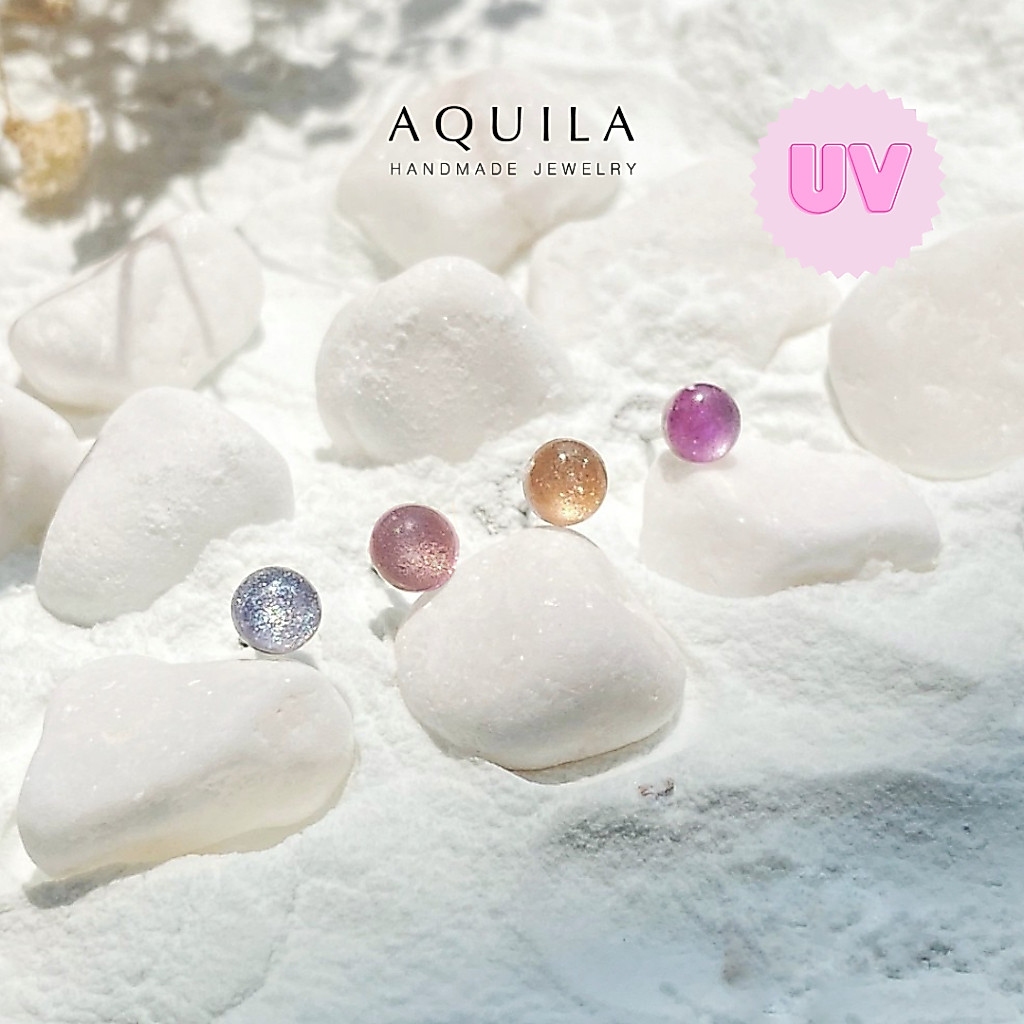 UV4 • ต่างหูเงินแท้ จิวหู ต่างหูเปลี่ยนสีแสงแดด