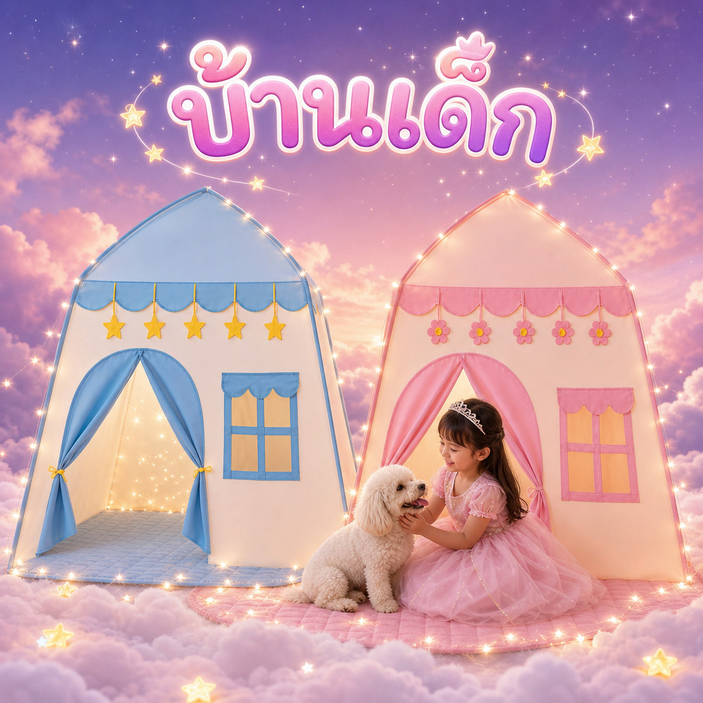 Lovely_Snoopy เต็นท์เด็กบ้านตุ๊กตาพับ ปราสาทเจ้าหญิง เต๊นท์เจ้าชาย บ้านตุ๊กตา พับได้ บ้ ไม่ต้องติดตั้ง