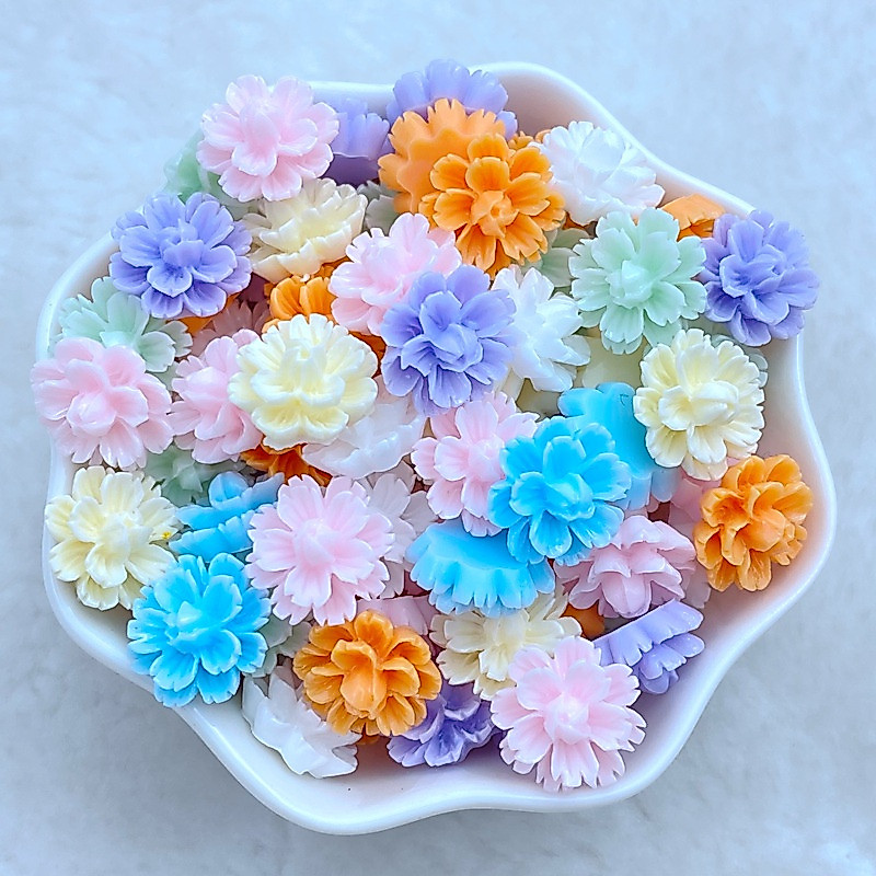 ดอกบัวเรซิ่น 3D ขนาดเล็ก 12 มม. 60 ชิ้น สําหรับทํางานฝีมือ DIY
