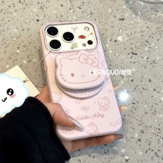 การ์ตูนสาย KT Cat Hard Film เคสโทรศัพท์, น่ารัก Viral สไตล์ยอดนิยมสําหรับสาว, เหมาะกับ iPhone 13/13 Pro Max/14/14 Pro Max/15/15 Pro/16 Pro/17 Pro/17 Pro Max