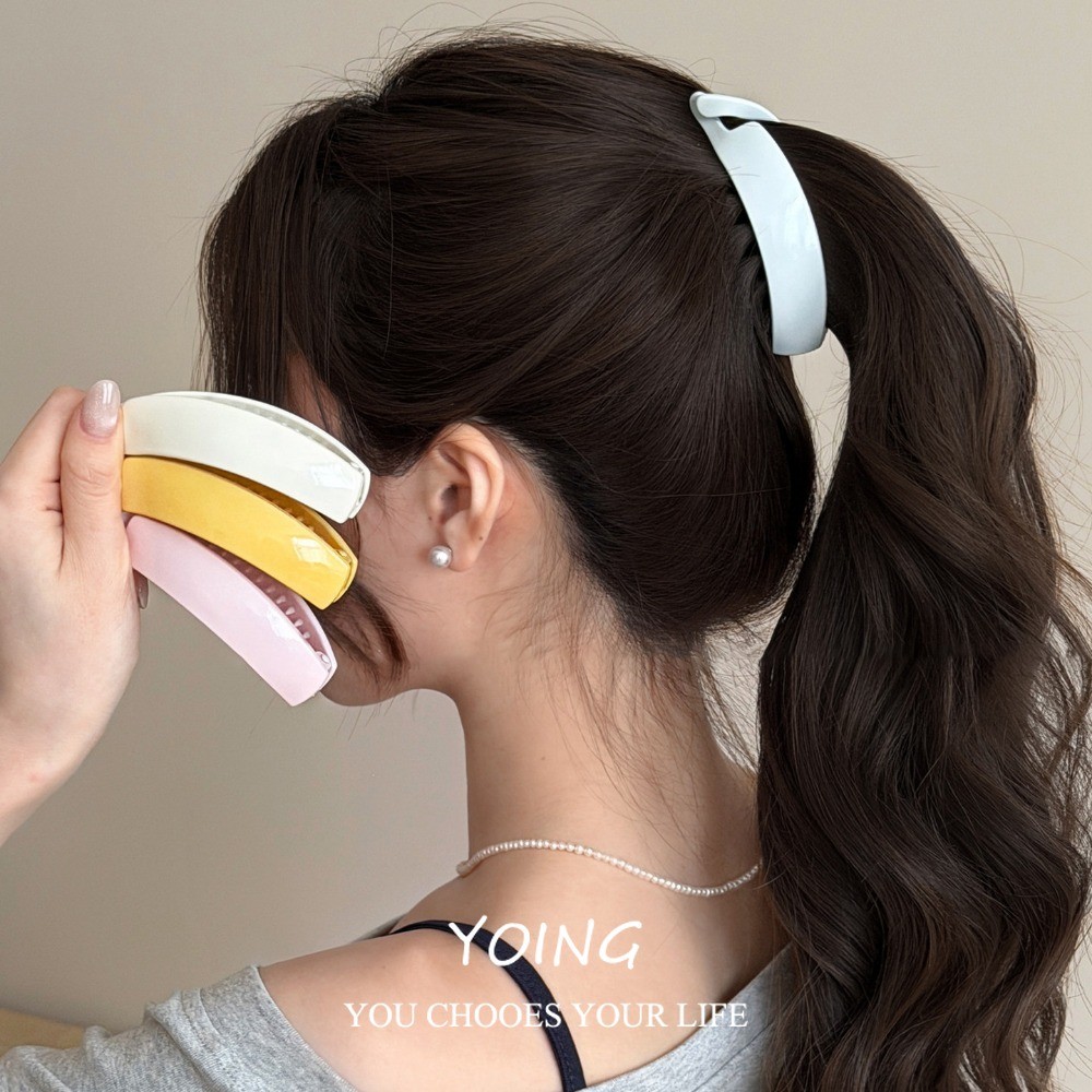 Yoing/สไตล์ใหม่High-End Simple Macaronสีทึบกล้วยคลิปเครื่องประดับผม