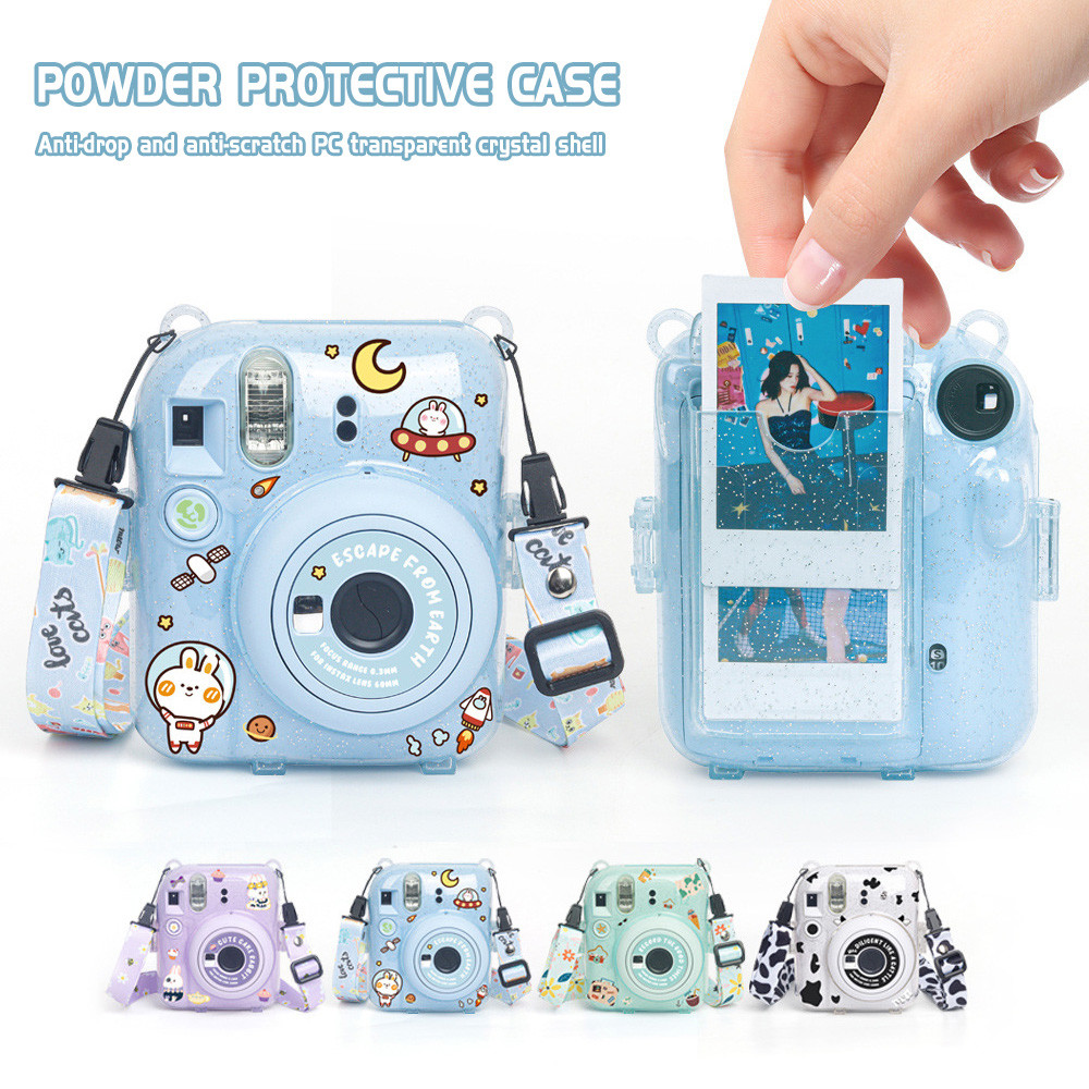 พร้อมส่งจากไทย เคส for mini 11 12 เคสกระเป๋าใส่กล้อง+สายคล้อง+สติ๊กเกอร์ สําหรับ For Instax mini 11 