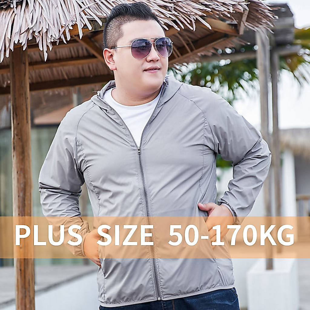 【 ขนาดบวก 】 11XL ผู ้ ชายแขนยาวคลุมด ้ วยผ ้ า UPF50 UV-resistant Thin Beach Outdoor Oversize Sunscreen Jacket