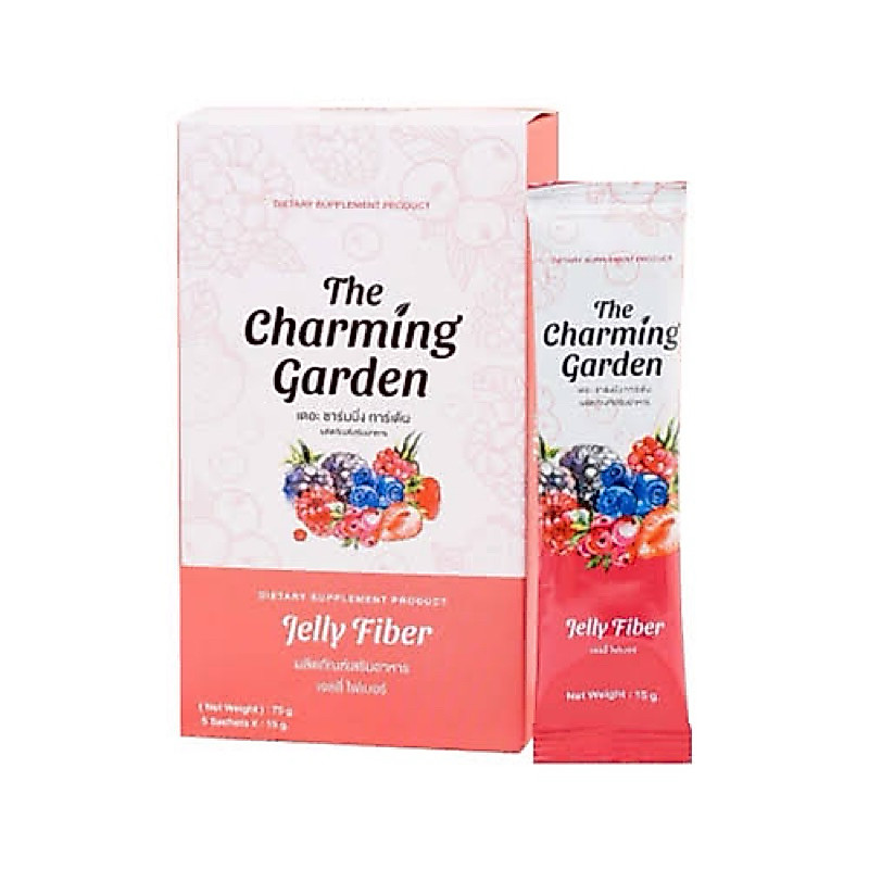 [ซื้อในไลฟ์ลด50%ของแท้] เจลลี่ไฟเบอร์ Jelly Fiber The Charming Garden (1กล่อง/5ซอง)