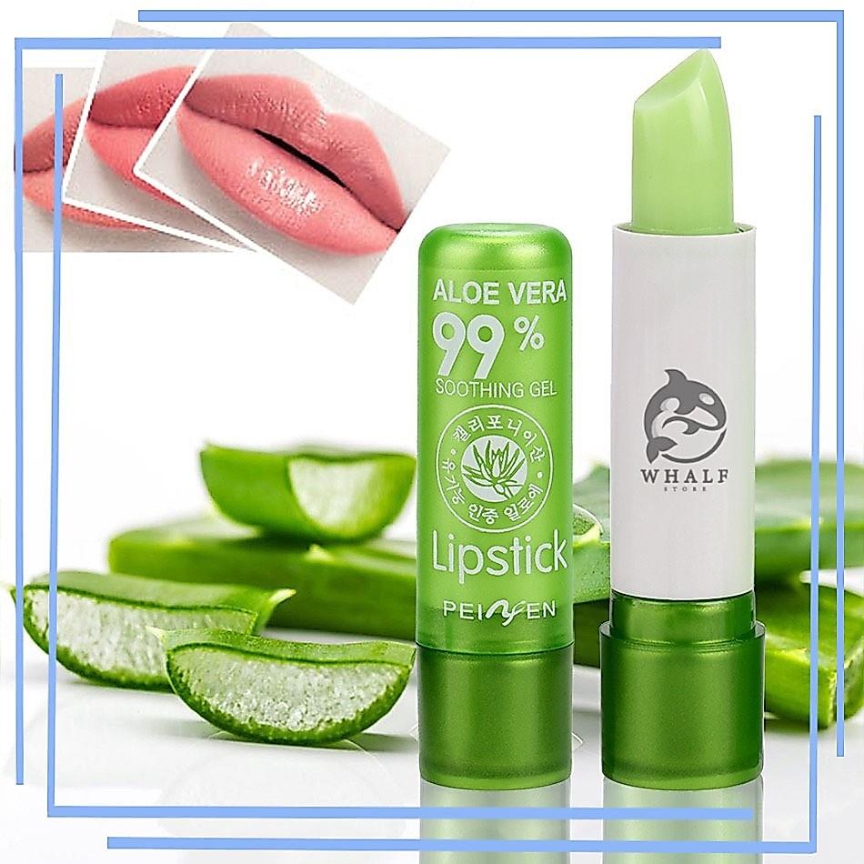 ลิปบาล์ม ลิปว่านหางจระเข้ อโลเวร่า ลิปอโลเวร่า Aloe vera 99% เพิ่มความชุ่มชื้น ติดทนนาน กันน้ำ