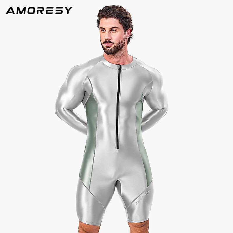 [Special Offer] Amoresy Atticus Series ซิปด ้ านหน ้ าแขนยาวสแปนเด ็ กซ ์ กีฬาจับคู ่ สีกางเกงห ้ าจุด Jumpsuit ฟิตเนสยิมนาสติก