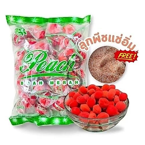 ลูกพีชแช่อิ่ม 1 ถุง 1 กิโลกรัม รสชาติหวานอมเปรี้ยว แถมพริกเกลือ