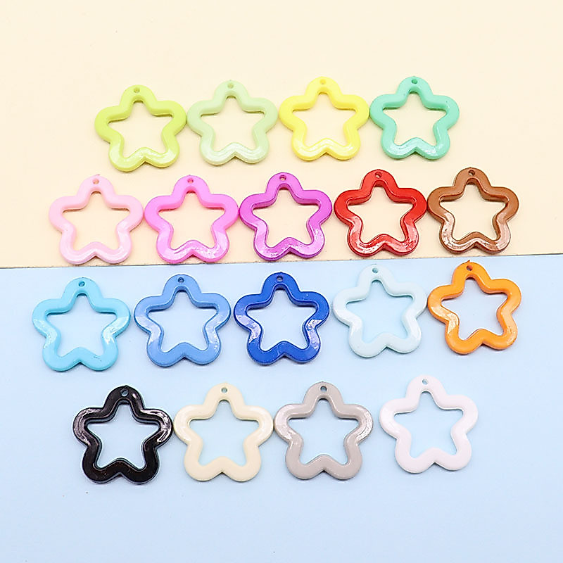 โปร่งใสสีทึบดาวห้าแฉกรูปดาวแขวนรู DIY อุปกรณ์เสริมพวงกุญแจ