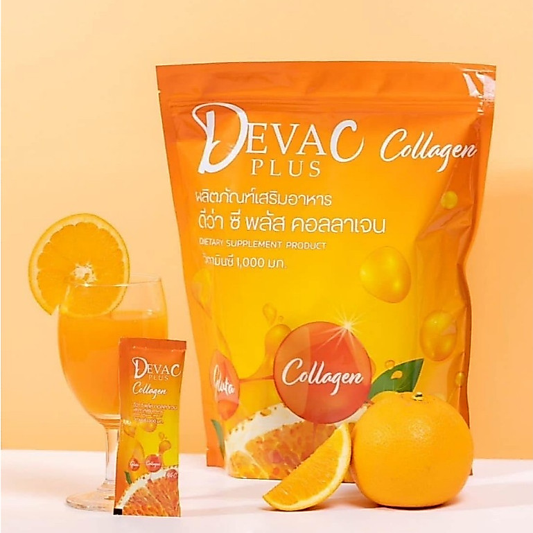 ดีว่า ซี พลัส คอลลาเจน วิตมินซี ผลิตภัณฑ์เสริมอาหารDeva C Plus 1 ห่อ บรรจุ 30 ซอง บำรุงผิว