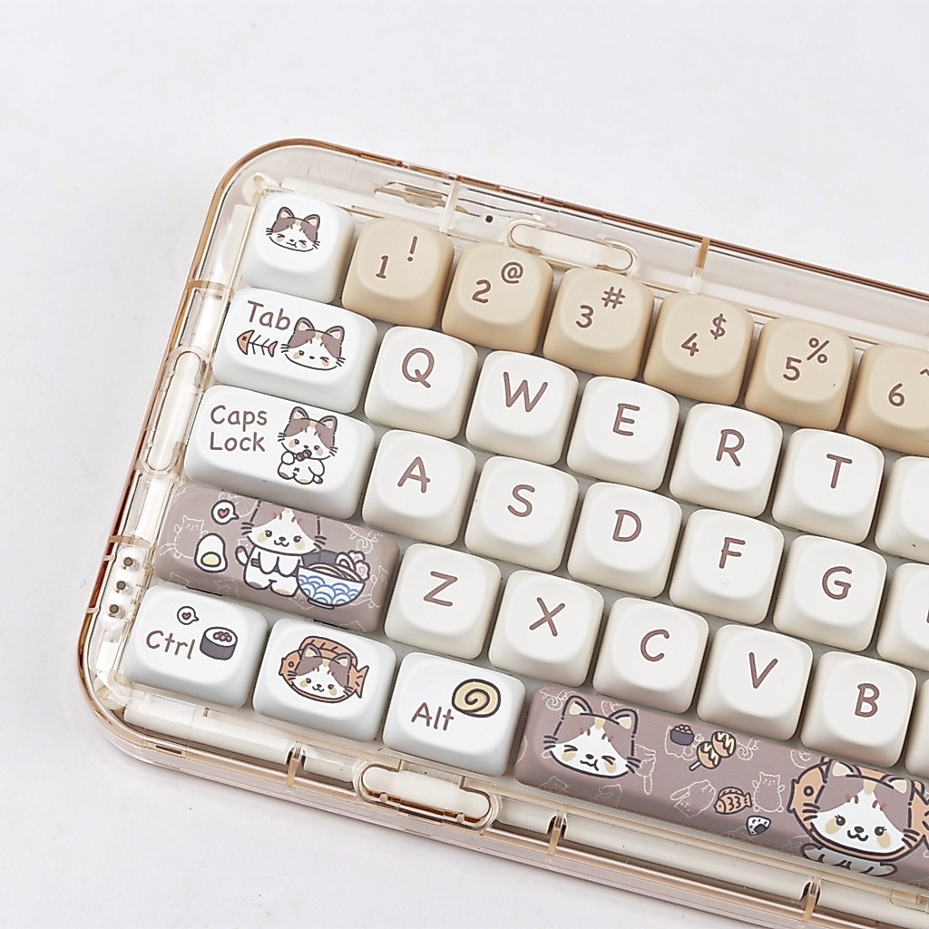 Meow Meow น่ารัก MOA Profile Keycap ชุด - PBT DYE-SUB ปุ่มเต็มรูปแบบสําหรับเค้าโครง ANSI แป้นพิมพ์เครื่องกล DIY ที่กําหนดเอง