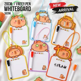 S0296 กระดานไวท์บอร์ด ลายคาปิบาร่า มีสายแขวน ขนาดเล็ก 20cm แถมฟรี ปากกา (สุ่มลาย) เครื่องเขียน