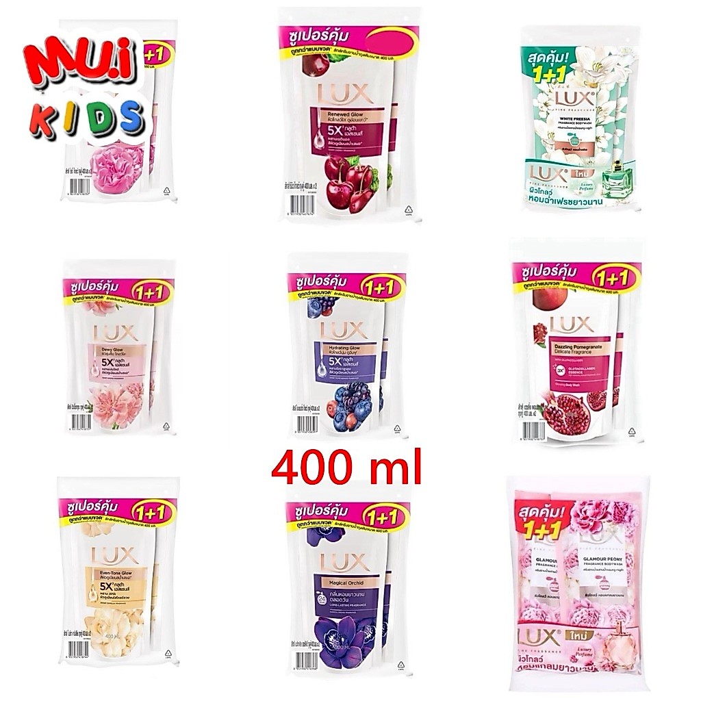 Lux ครีมอาบน้ำ (แพ็คคู่ 1+1) ขนาด 400 มล. สบู่เหลวลักส์ BY MUIKID